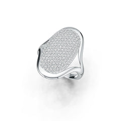 14K Gold Cluster Oval-Shaped Ring with White Topaz or Moissanite Diamond Accent DHJ