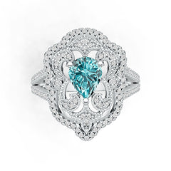 Sterling Silver Semi Mount Ring Setting Pear PE 8X6mm with White Topaz DHJ