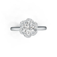 Sterling Silver Semi Mount Ring Setting Round RD 6x6mm Halo Flower Ring Syzjewelry