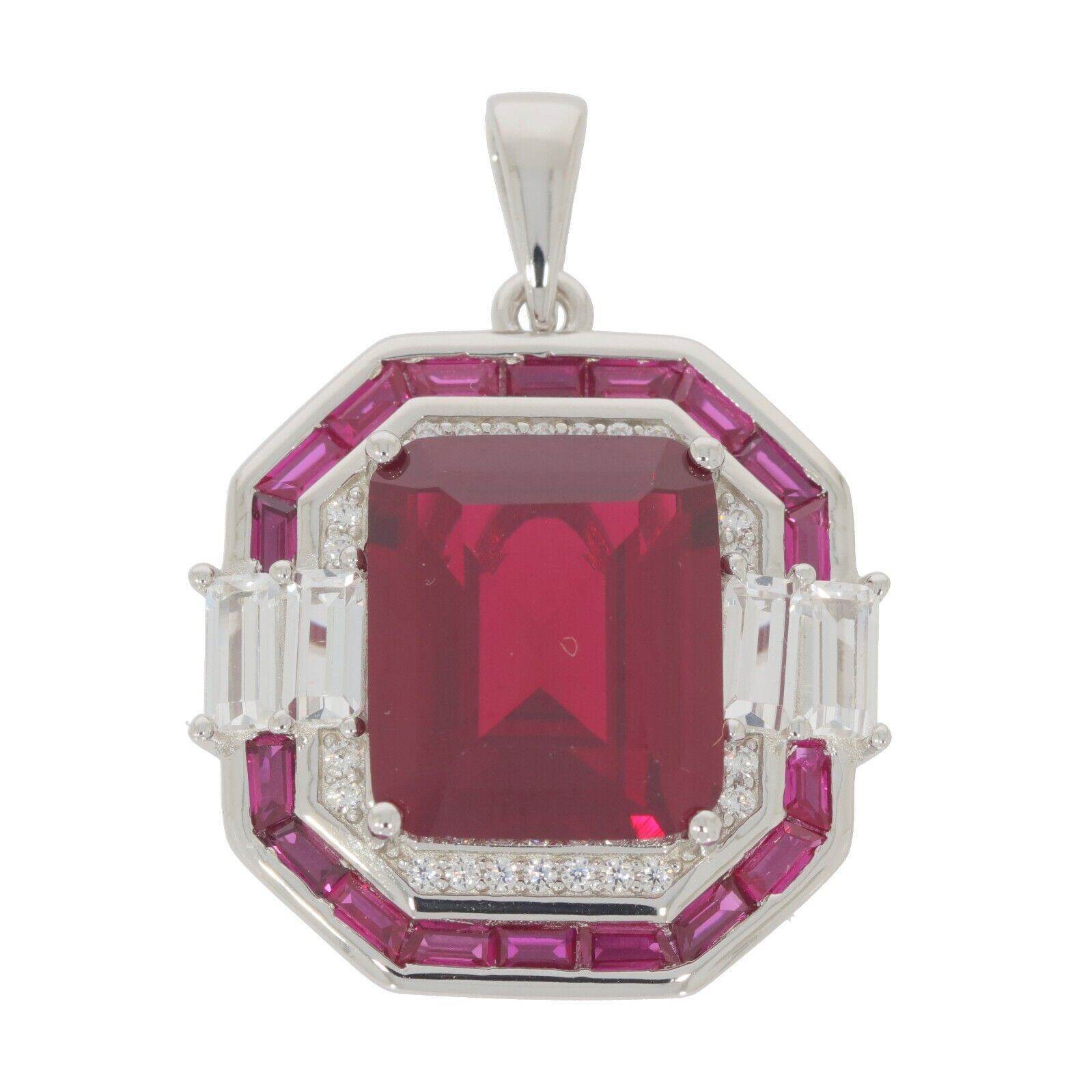 Platinum Semi Mount Pendant Setting Emerald OCT 13x11mm 5x2.5mm Diamond Accent Syzjewelry
