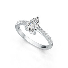 14K Gold Semi Mount Ring Setting Pear PE 9X6mm with Diamond Accent DHJ