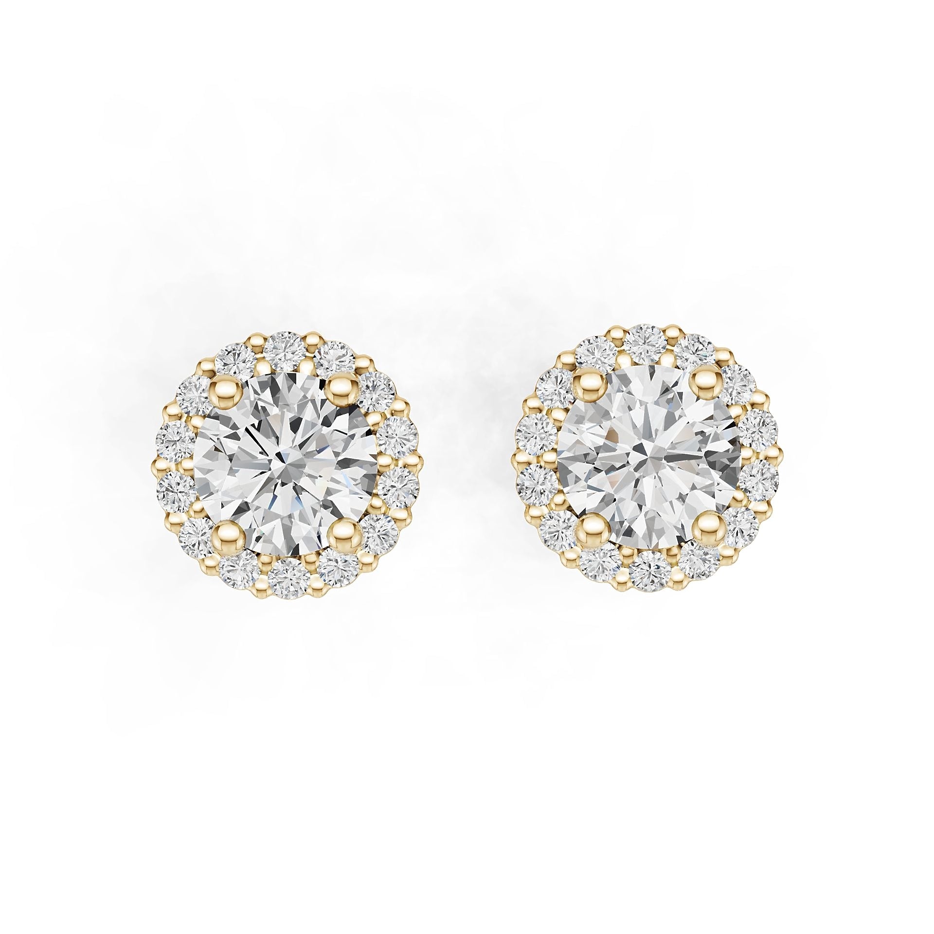 14K Gold Semi Mount Earrings Setting Round Ro 5x5mm Diamond Accent Syz Jewelry