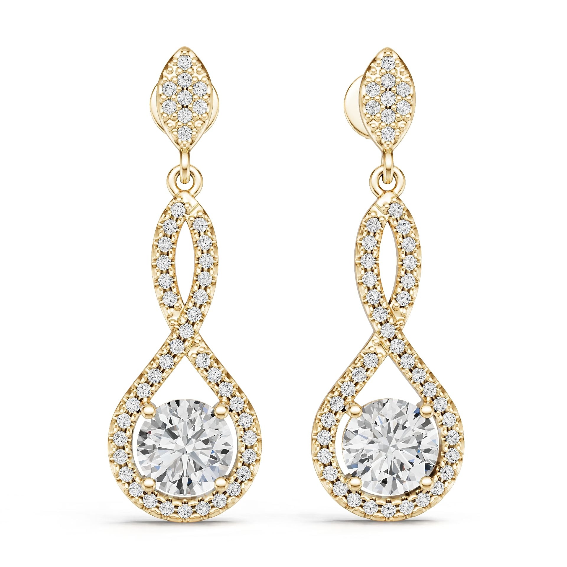 14K Gold Semi Mount Earrings Setting Round Ro 6x6mm Diamond Accent Syz Jewelry