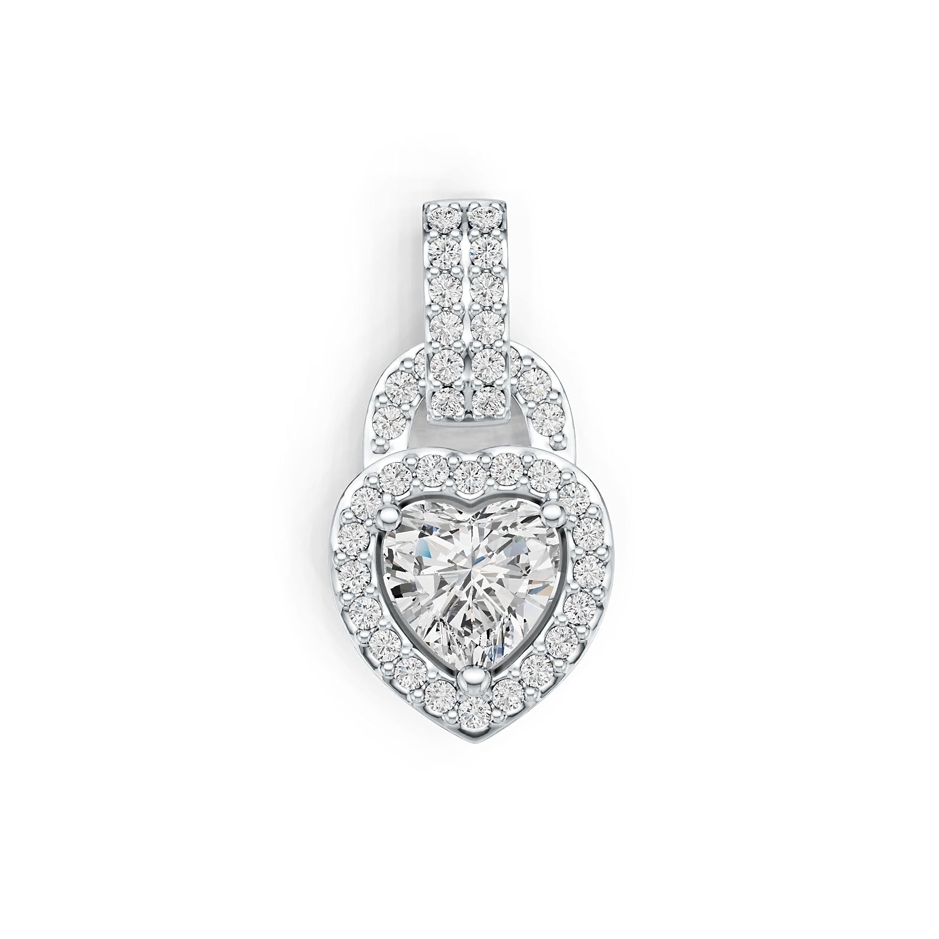 14K Gold Semi Mount Pendant Setting Heart HT 6X6mm Halo with Diamond Accent DHJ