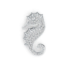 Platinum Pendant Seahorse Theme with or Moissanite Diamond Accent DHJ