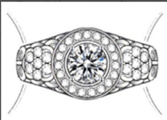 18K Gold Semi Mount Ring Setting Round RD 6.5x6.5mm Diamond Accent DHJ
