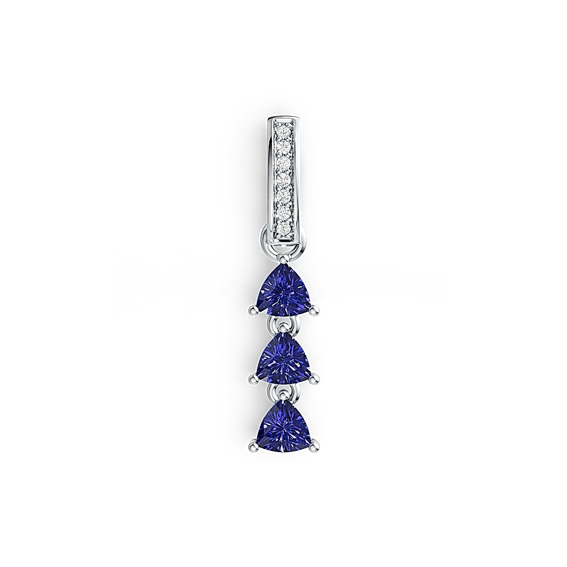 Sterling Silver Semi Mount Pendant Setting Trillion TL 4X4mm with White Topaz - Syzjewelry