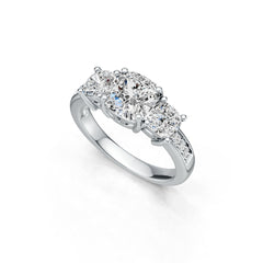 18K Gold Semi Mount Ring Setting Cushion CU 7.5X7.5mm CU 5.5X5.5mm Diamond Accent DHJ