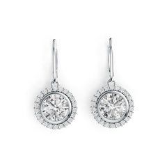 Platinum Semi Mount Earrings Setting Round RD 8x8mm Halo Diamond Accent DHJ