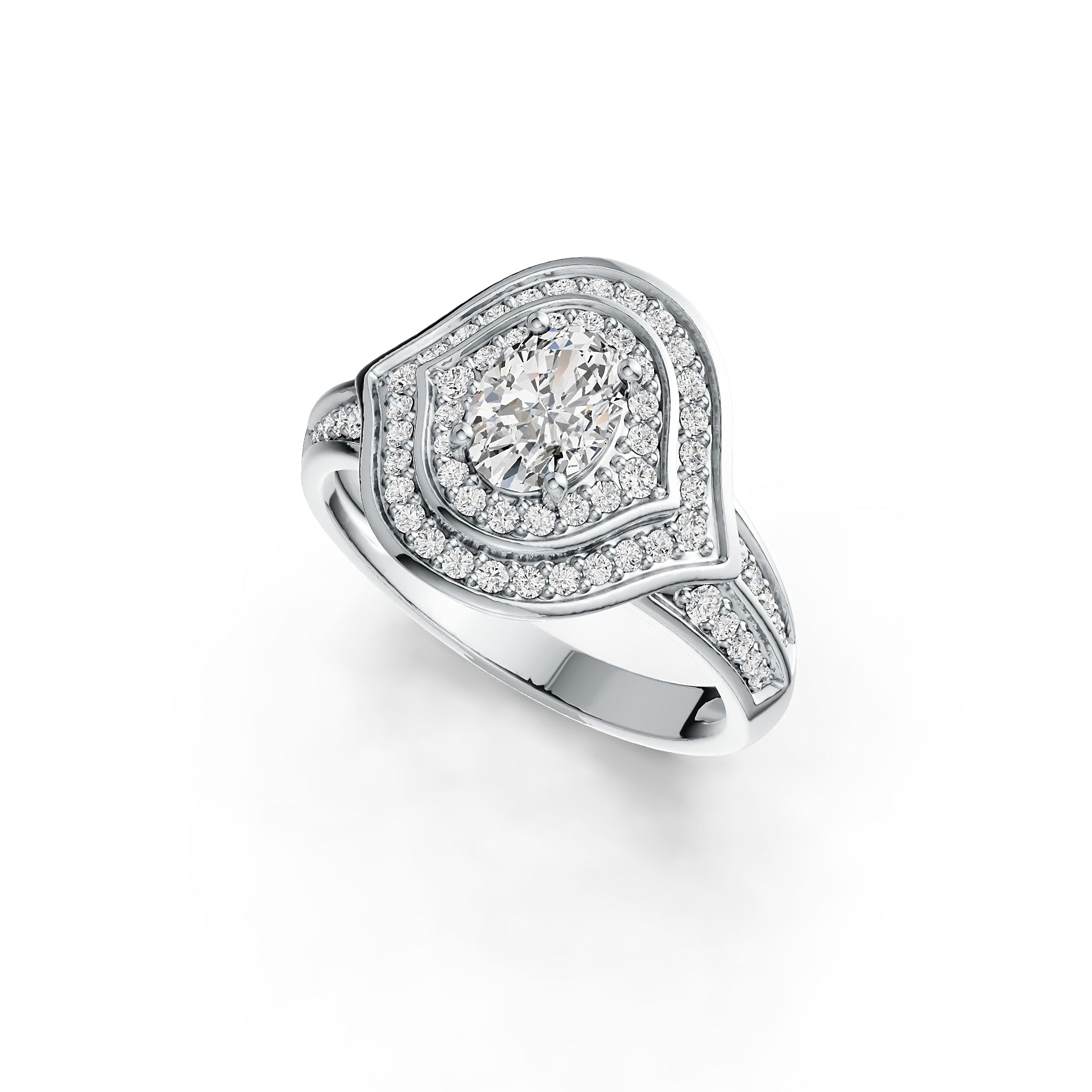 18K Gold Semi Mount Ring Setting Oval OV 7X5mm Diamond Accent DHJ