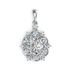 10K Gold Semi Mount Pendant Setting Oval OV 10X8mm Vintage-Inspired Moissanite Accent DHJ