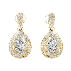 14K Gold Semi Mount Earrings Setting Pear Pe 5x5mm Diamond Accent Syz Jewelry
