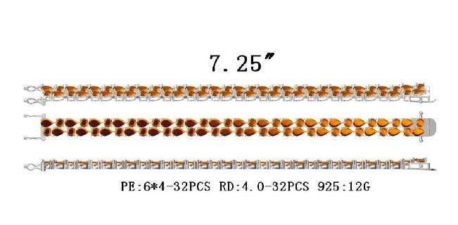 10K Gold Semi Mount Bracelet Setting Pear PE 6x4mm RD 4x4mm Double Row DHJ