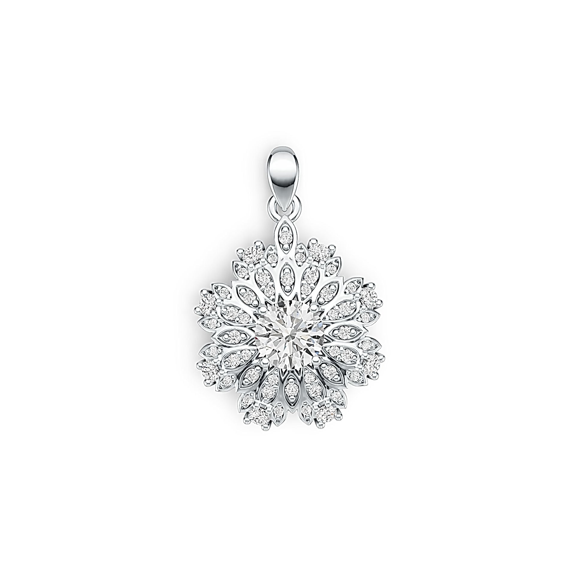 Sterling Silver Semi Mount Pendant Setting Round RD 6x6mm with White Topaz - Syzjewelry