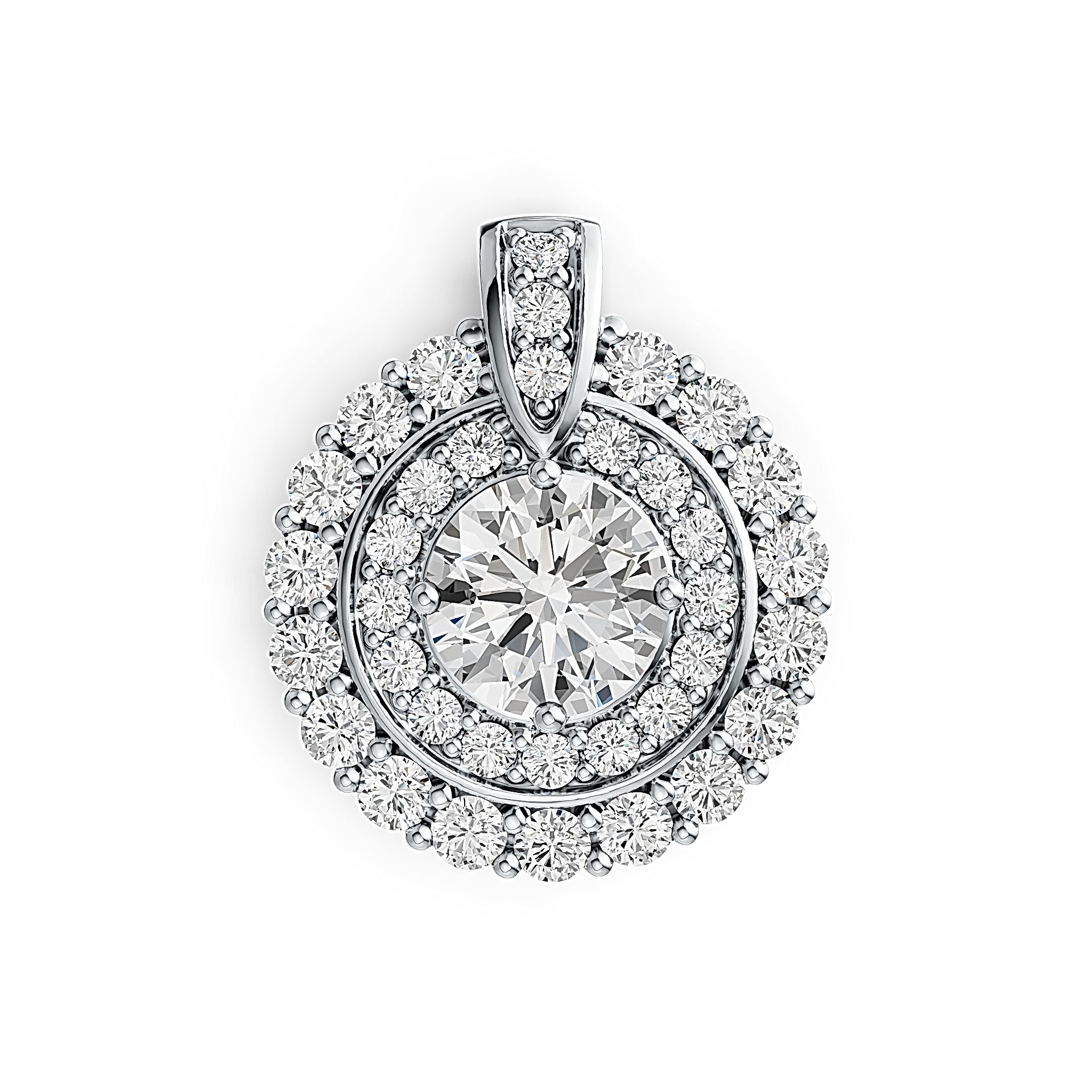 Sterling Silver Semi Mount Pendant Setting Round RD 6x6mm Double Halo - Syzjewelry