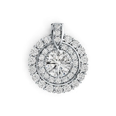 Sterling Silver Semi Mount Pendant Setting Round RD 6x6mm Double Halo - Syzjewelry