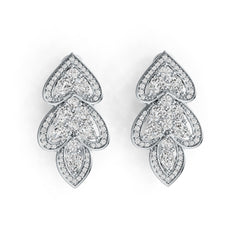10K Gold Semi Mount Earrings Setting Pear PE 4X3mm Moissanite Accent DHJ