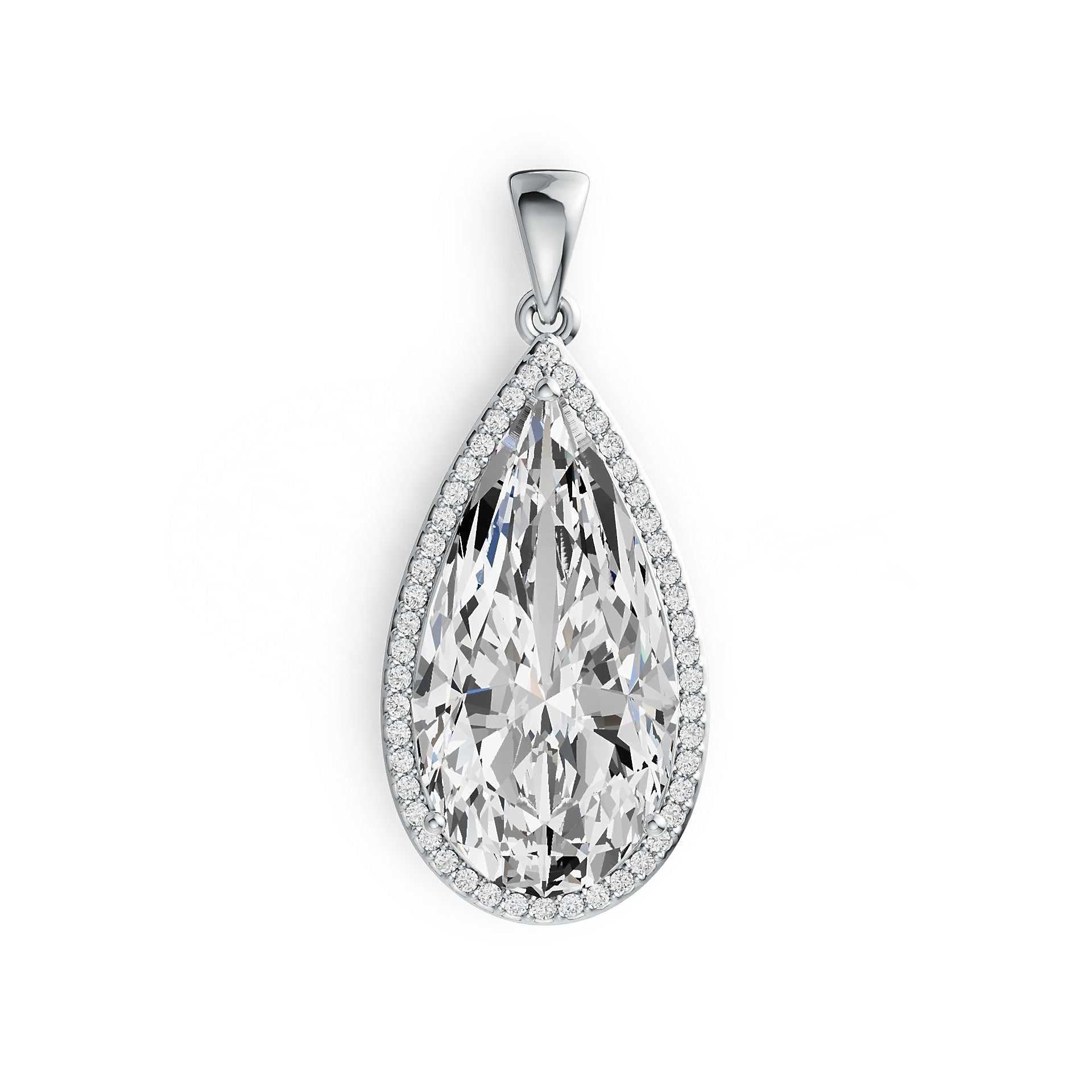 14K Gold Semi Mount Pendant Setting Pear PE 25X13mm Halo Diamond Accent DHJ