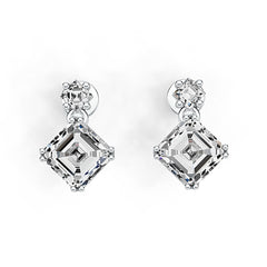 Sterling Silver Semi Mount Earrings Setting Emerald OCT 7X7mm DHJ