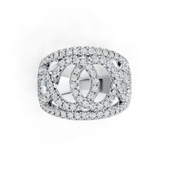 Sterling Silver Ring with White Topaz or Moissanite Interlocking Loop Theme DHJ