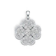 Platinum Semi Mount Pendant Setting Cushion CU 6X6mm Clover Theme Diamond Accent DHJ