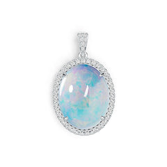 Sterling Silver Semi Mount Pendant Setting Oval OV 23X18mm Cabochon DHJ