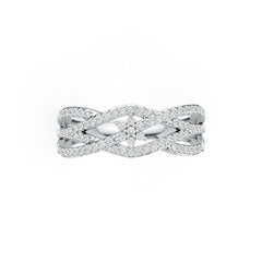 Sterling Silver Ring Entwined Style with White Topaz or Moissanite DHJ