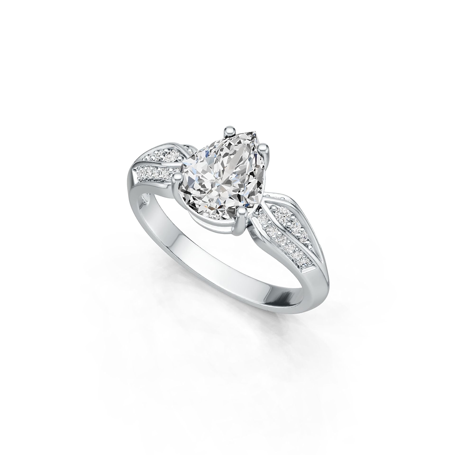 14K Gold Semi Mount Ring Setting Pear PE 10X8mm Diamond Accent DHJ