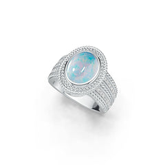 Platinum Semi Mount Ring Setting Oval OV 10X8mm Cabochon Diamond Accent DHJ