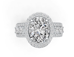 Sterling Silver Semi Mount Ring Setting Oval OV 10X8mm Halo DHJ