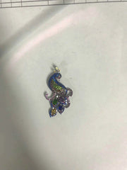 Platinum Semi Mount Pendant Setting Pear PE 5X3mm Peacock Theme Diamond Accent DHJ