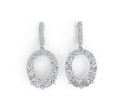 Platinum Semi Mount Earrings Setting Round RD 5x5mm RD 4X4mm RD 3.5mm Diamond Accent DHJ