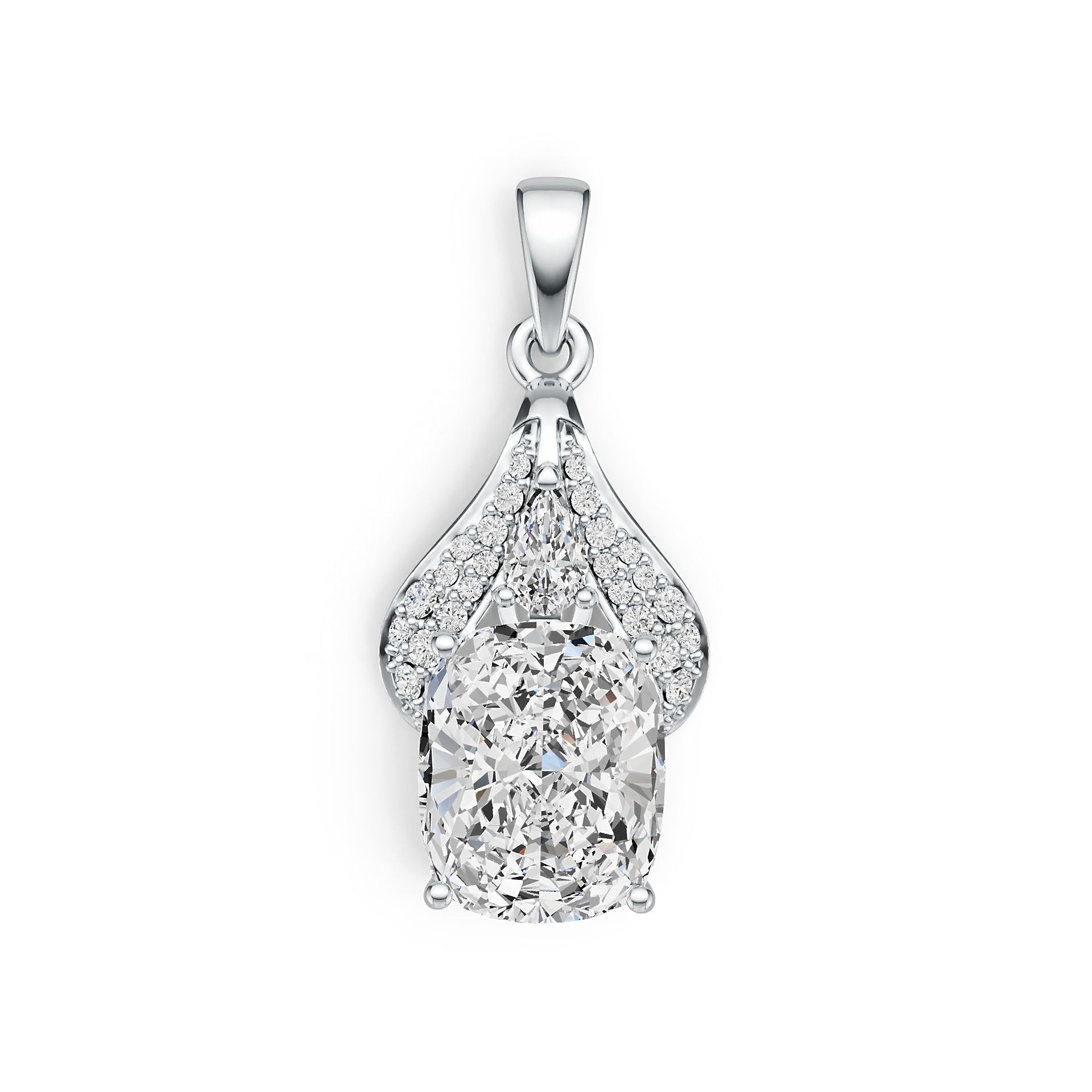 14K Gold Semi Mount Pendant Setting Cushion CU 11X9mm Diamond Accent DHJ