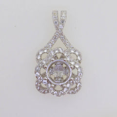 10K Gold Semi Mount Pendant Setting Round RD 6.5x6.5mm with Moissanite Accent Syzjewelry