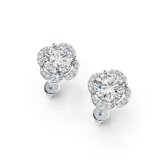 10K Gold Semi Mount Earrings Setting Round RD 8x8mm Moissanite Accent DHJ