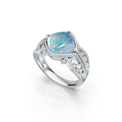 18K Gold Semi Mount Ring Setting Cushion CU 10X10mm Cabochon Diamond Accent DHJ