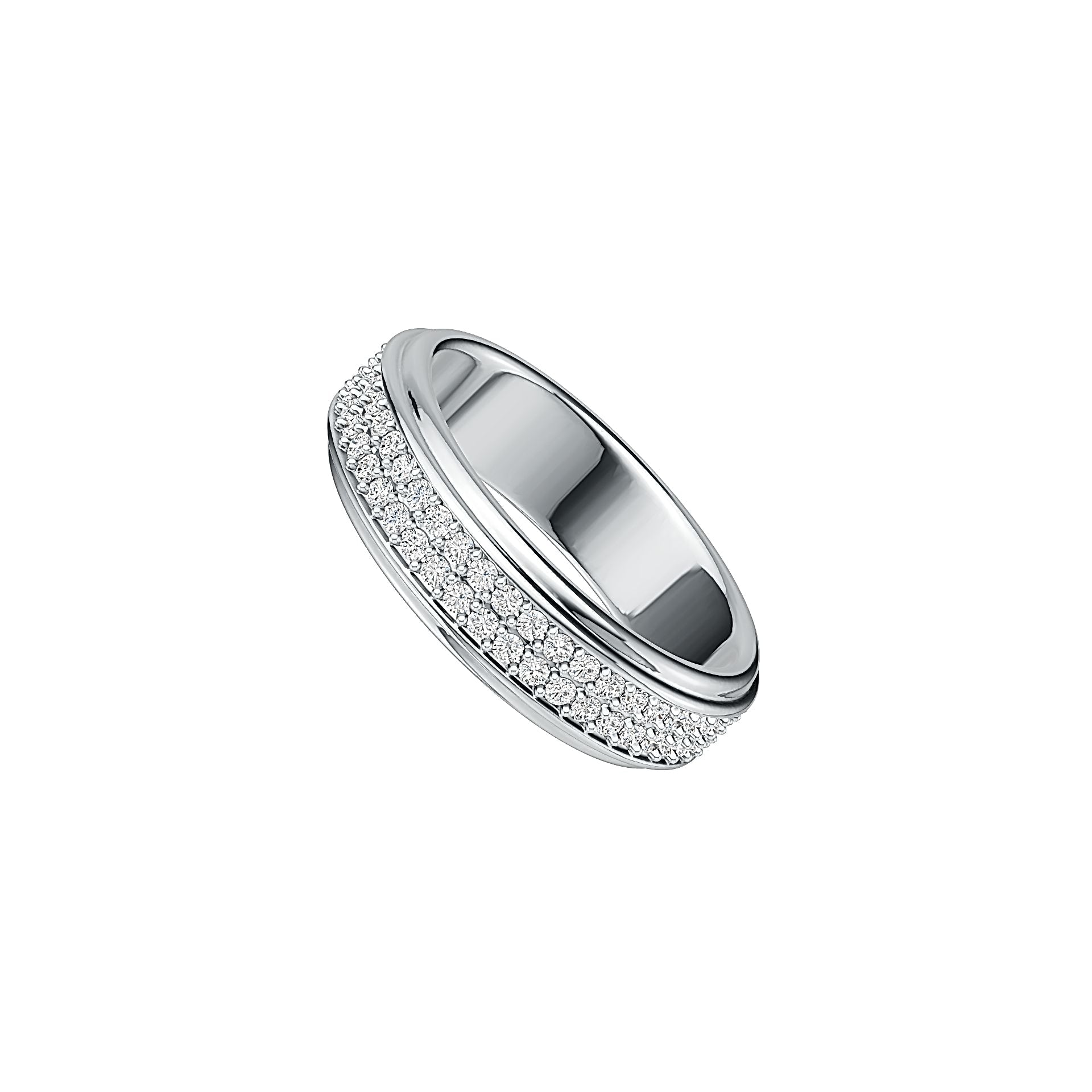 Men's 14K Gold Pave Band Ring with White Topaz or Moissanite Diamond Accent DHJ