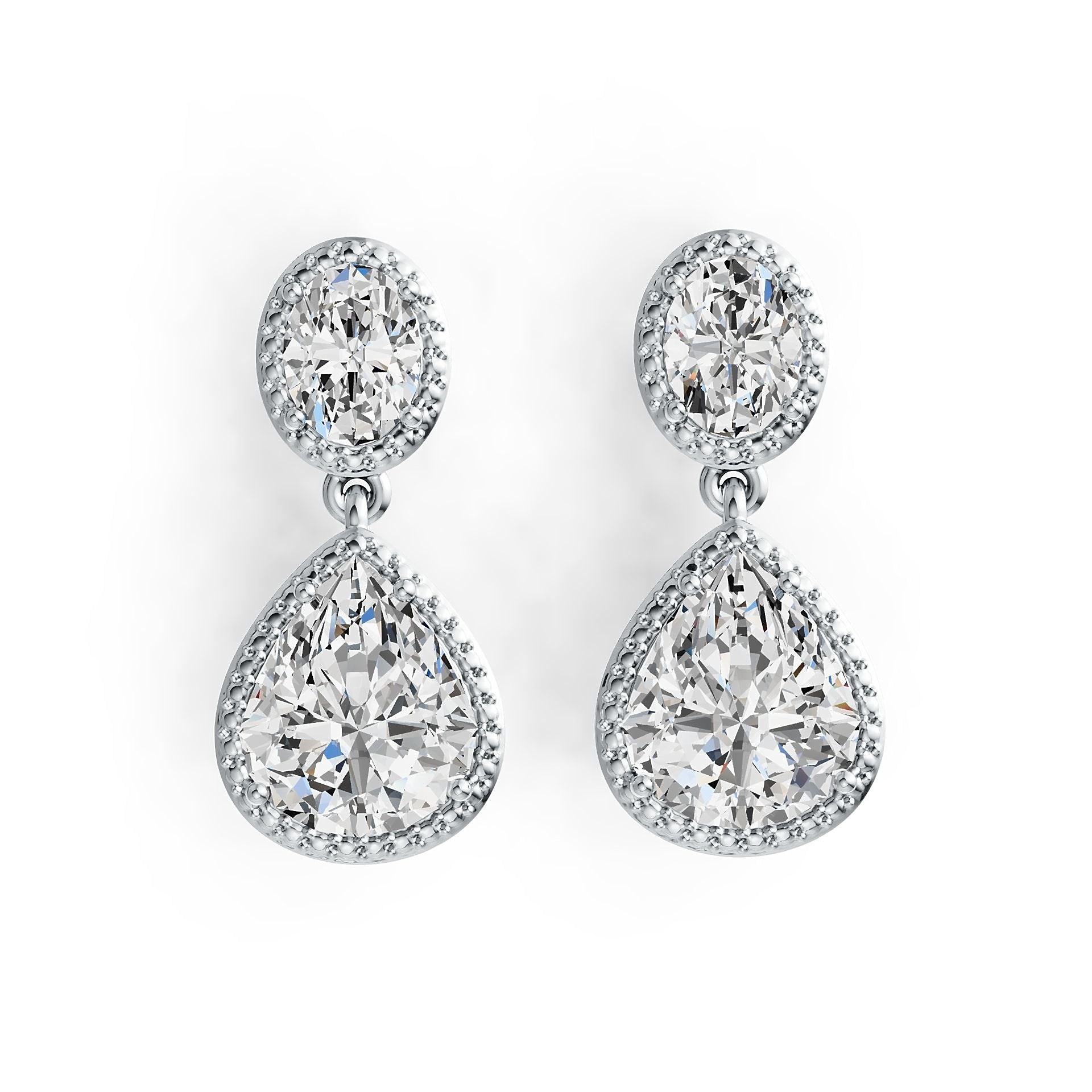 Sterling Silver Semi Mount Earrings Setting Pear PE 12X10mm OV 8X6mm DHJ