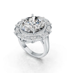 18K Gold Semi Mount Ring Setting Oval OV 15X13mm Halo Diamond Accent DHJ