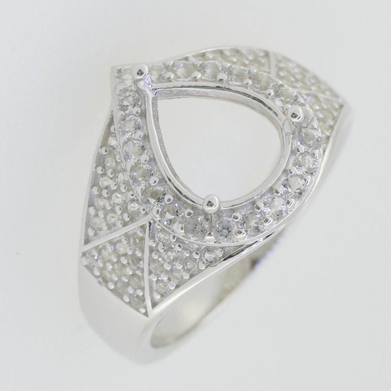 Platinum Semi Mount Ring Setting Pear PE 10X8mm Diamond Accent Syzjewelry