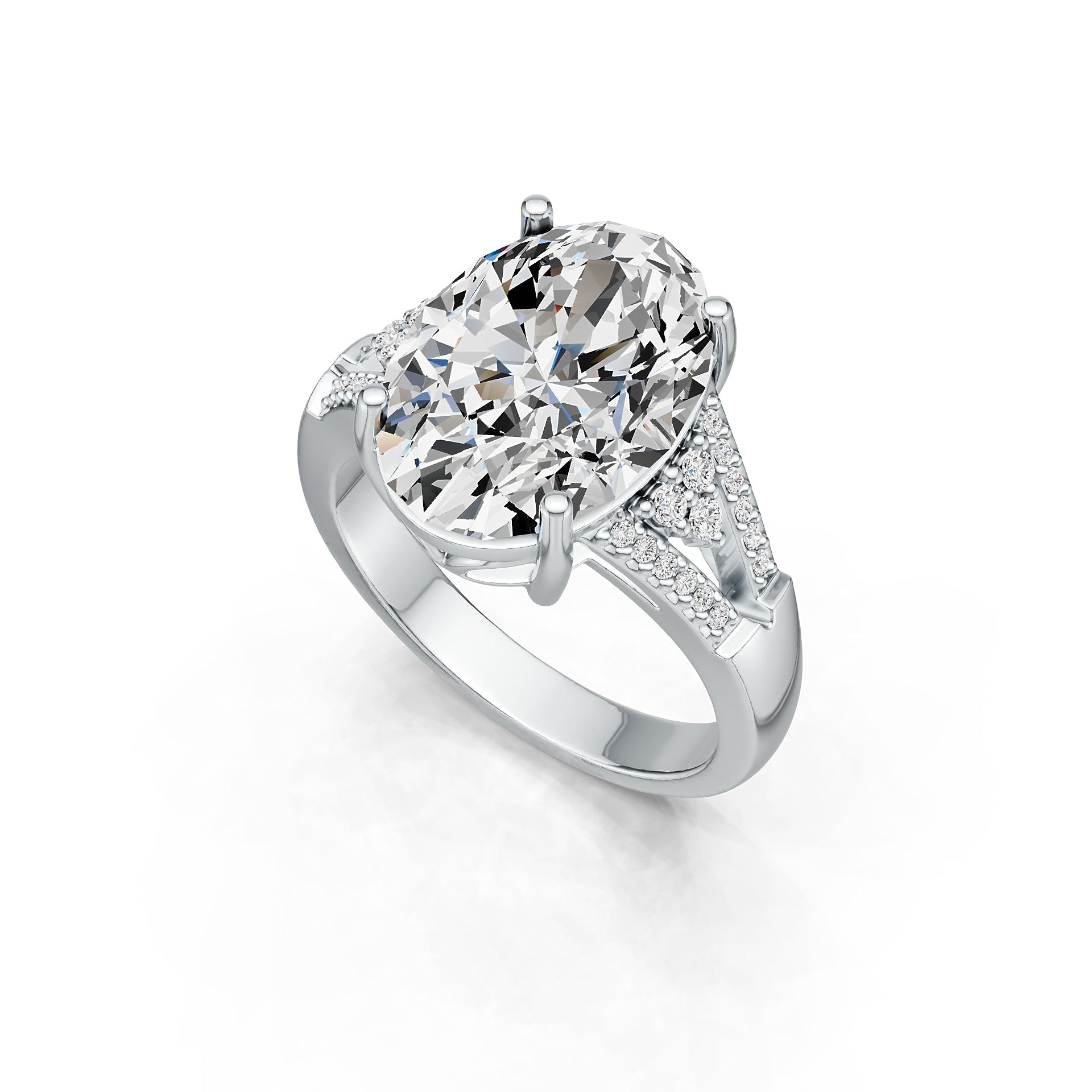 18K Gold Semi Mount Ring Setting Oval OV 14X10mm Diamond Accent DHJ