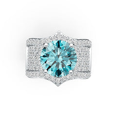 Sterling Silver Semi Mount Ring Setting Round RD 10x10mm with White Topaz or Moissanite DHJ