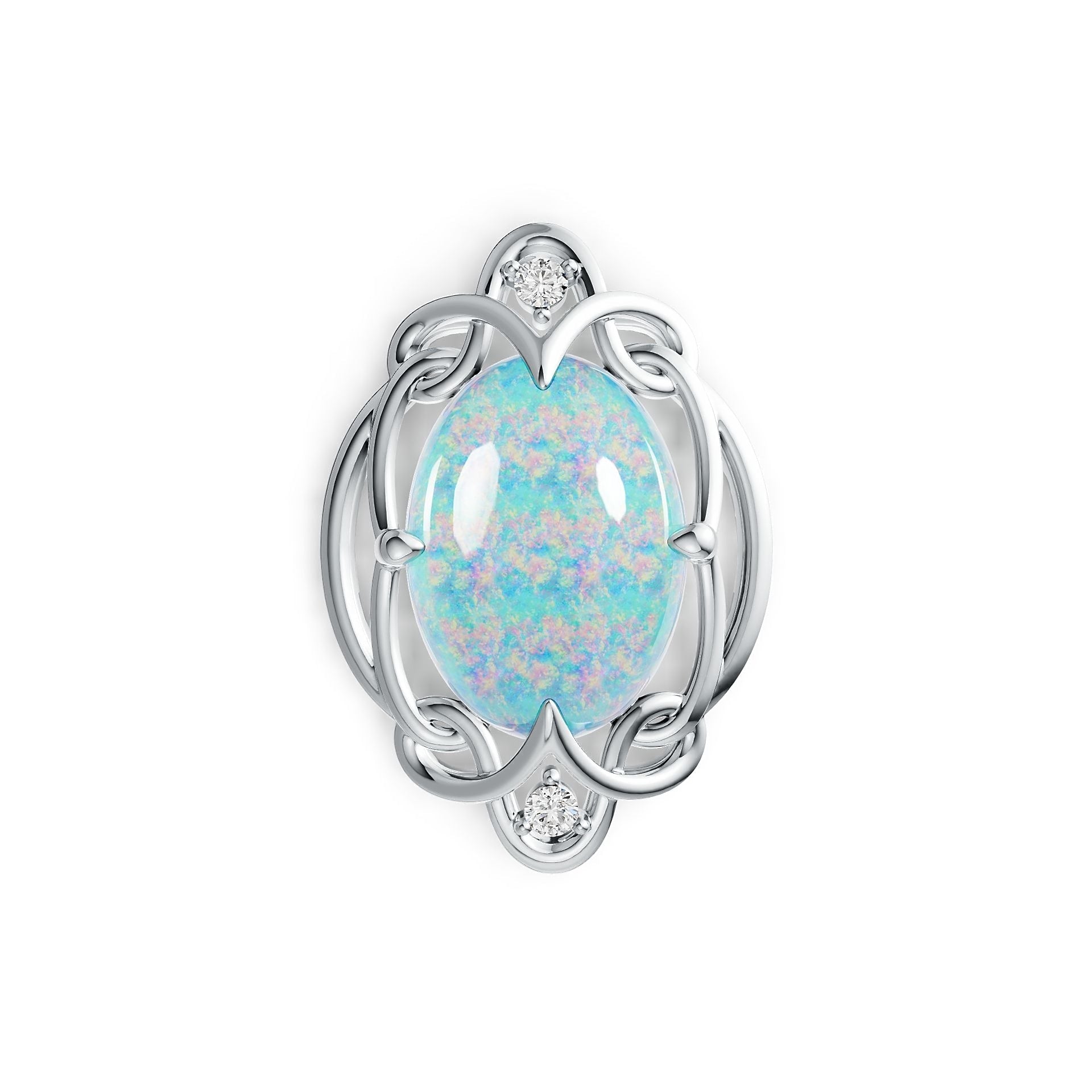 10K Gold Semi Mount Pendant Setting Oval OV 18x13mm Cabochon Moissanite Accent DHJ