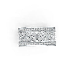 Sterling Silver Ring Multi-Row with White Topaz or Moissanite - Syzjewelry