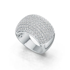 18K Gold Dome Pave Ring with or Moissanite Diamond Accent DHJ