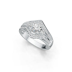 Platinum Semi Mount Ring Setting Round RD 6x6mm Diamond Accent DHJ
