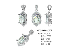 Platinum Semi Mount Pendant Setting Oval OV 14X10mm Diamond Accent DHJ