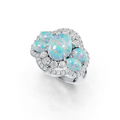 14K Gold Semi Mount Ring Setting Oval OV 10X8mm OV 6X4mm Cabochon Diamond Accent DHJ