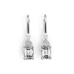 14K Gold Semi Mount Earrings Setting Emerald OCT 8X6mm Diamond Accent DHJ