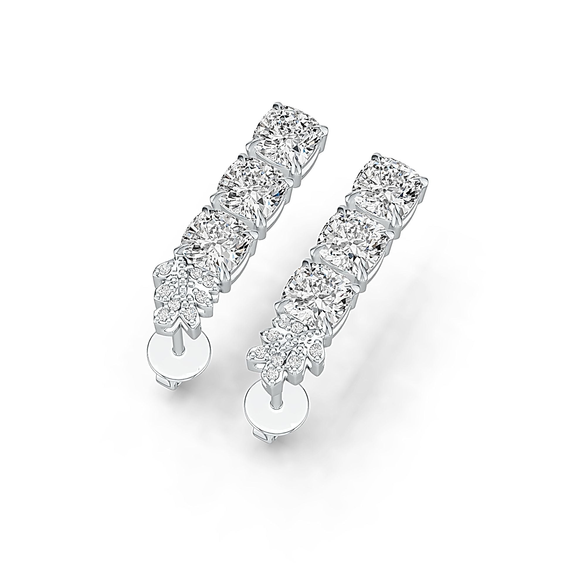 10K Gold Semi Mount Earrings Setting Cushion CU 5X5mm Moissanite Accent DHJ